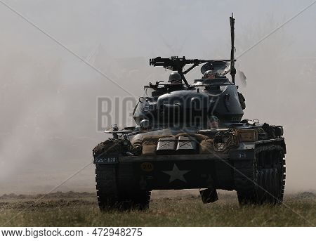 Yorkshire Wartime Experience, Leeds, Uk, !3 August 2022. Living History Show, American Light Tank. W