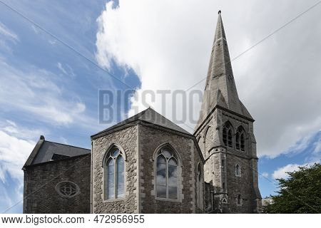 Rear Facade Of Irish Gothic Revival Church In Dublin, Republic Of Ireland.