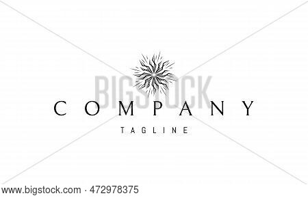 Vector Logo On Which An Abstract Image Of A Linear Pattern In The Form Of The Sun.