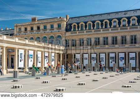 Paris, France - August 30, 2019 : Tourists Inside The Palais-royal, Originally Called The Palais-car