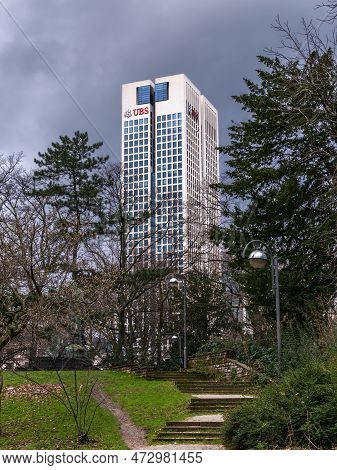 Frankfurt, Germany - January 29, 2023: View At The Headquarter Of The Ubs Europe Bank Building (oper