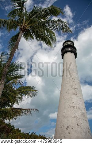 Key Biscane Point Lighthouse Near Miami, Florida In The United States