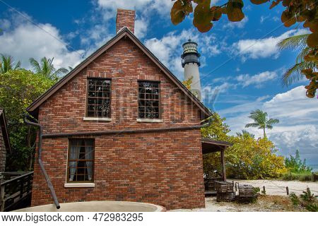 Old House In The Park Of Key Biscane Near Miami, Florida In The United States
