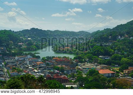 City View Among Green Hills. Kandy City In Sri Lanka
