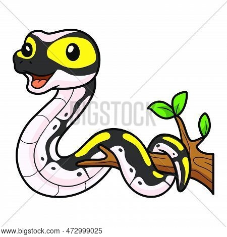 Vector Illustration Of Cute Super Pastel Yellow Belly Cartoon On Tree Branch