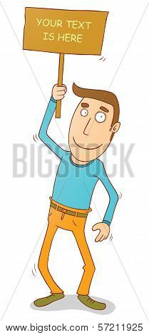 Man Holding Banner