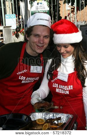 Alex Beh, Jennifer Love Hewitt  at the Christmas Eve For Homeless Served at Los Angeles Mission, Los Angeles, CA. 12-24-10