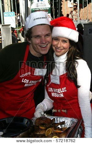 Alex Beh, Jennifer Love Hewitt  at the Christmas Eve For Homeless Served at Los Angeles Mission, Los Angeles, CA. 12-24-10