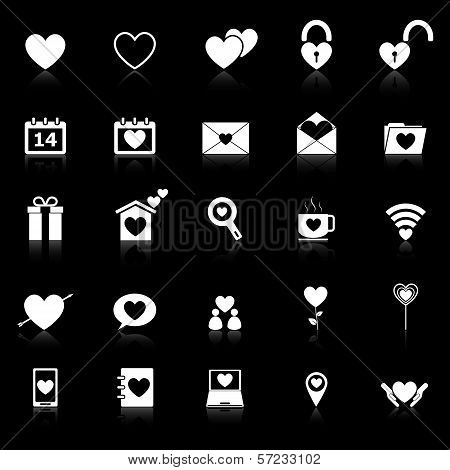 Love Icons With Reflect On Black Background