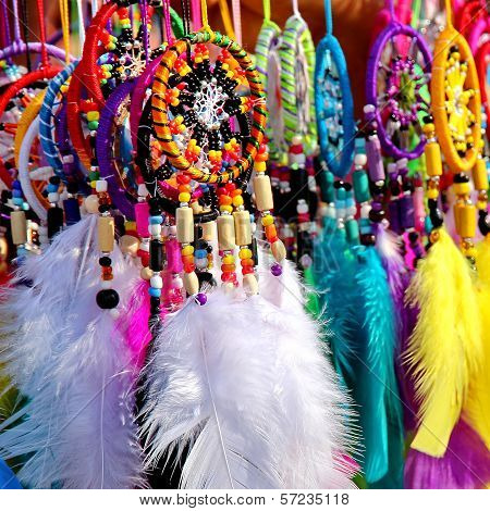 Native American colorful dreamcatchers