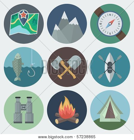Camping Flat Icons Set