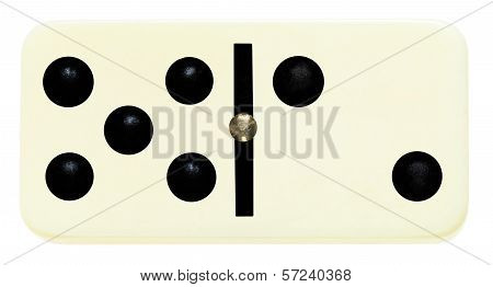 One Domino Tile On Isolated On White