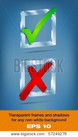 Transparent glass check boxes