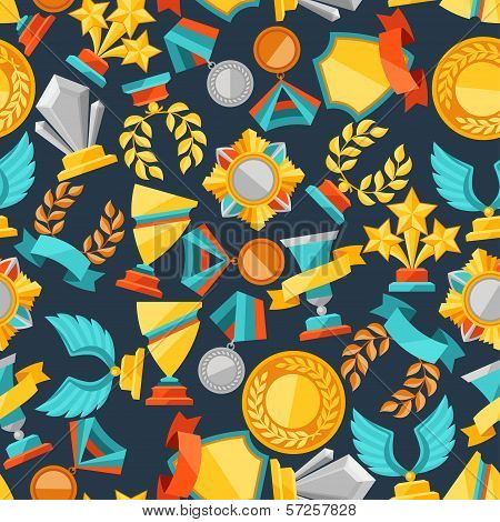 Seamless pattern with trophy and awards.