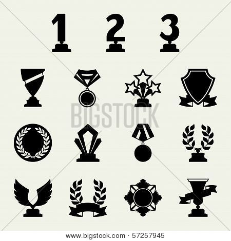 Trophy and awards icons set.