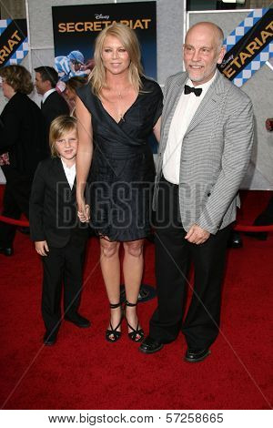 Peta Wilson and son with John Malkovich at the 