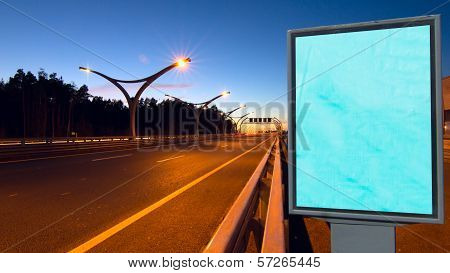 Big Empty Billboard On Night Highway