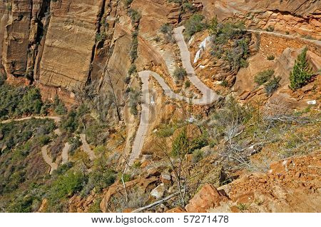 Switchbacks Heading Up A Canyon Trail