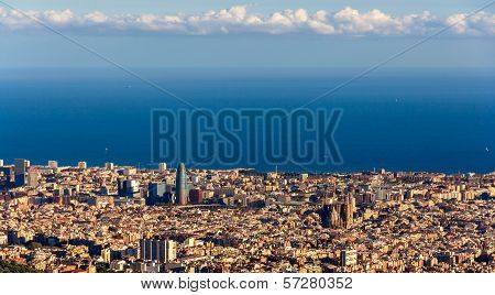 View Of Barcelona With Sagrada Familia And Torre Agbar