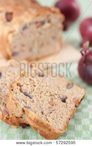 Home made Bread with onion and bacon