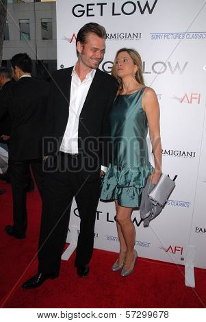 Christopher Backus and Mira Sorvino at the premiere of 