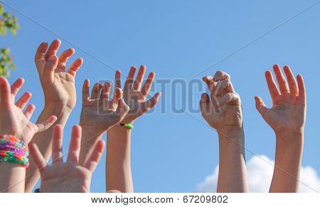 raised hands