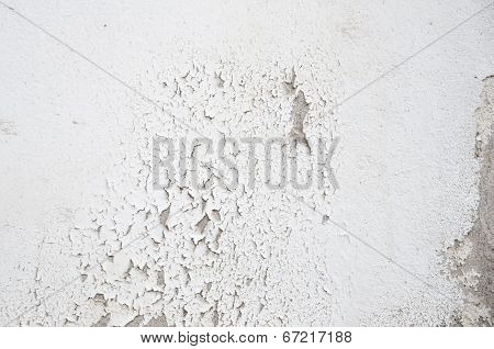 White Painted Concrete Wall Surface Crack.