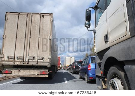 traffic jam on a  highway
