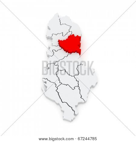 Map of Dibra. Albania. 3d