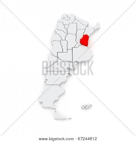 Map of Entre Rios. Argentina. 3d