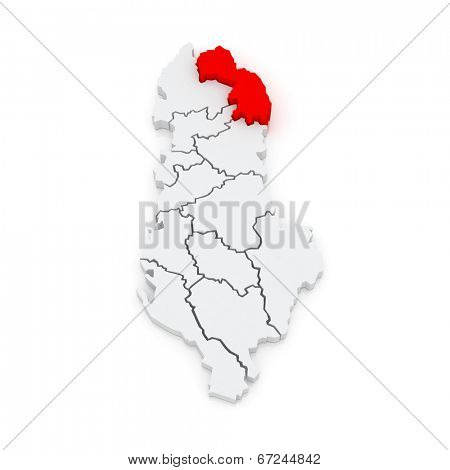 Map of Kukes. Albania. 3d