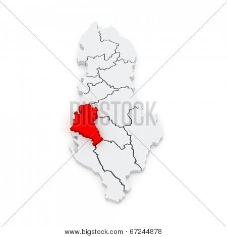 Map of Fier. Albania. 3d