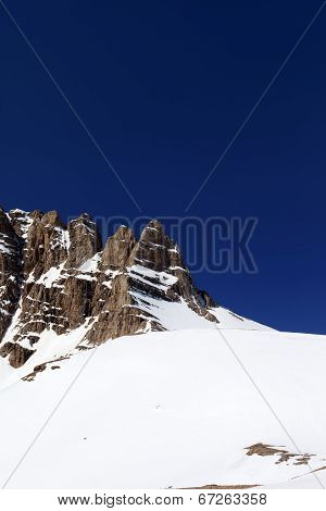 Snowy Mountains In Nice Spring Day