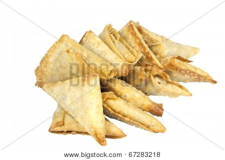 Arrangement Of Fresh Deep Fried Samoosa Snacks