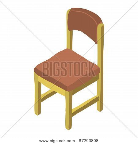 Vector cartoon isometric wood chair icon.