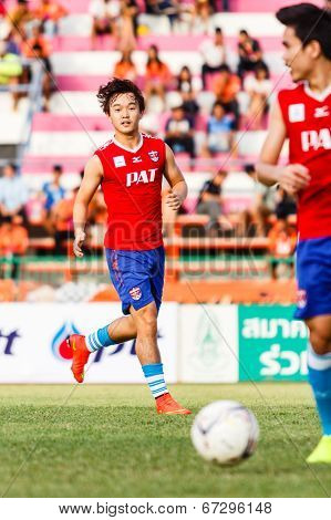Sisaket Thailand-june 21: Joo Sung-hwan Of Singhtarua Fc. In Action During A Training Ahead Thai Pre
