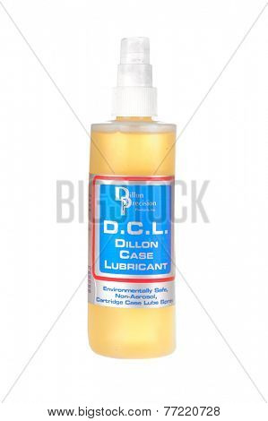 Hayward, CA - November 26, 2014: bottle of Dillon Precision Case Lubricant,  for reloading