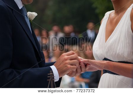 Exchange Of Wedding Rings During The Ceremony
