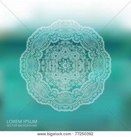 Circle Lace Ornament, Mandala, Blur Background