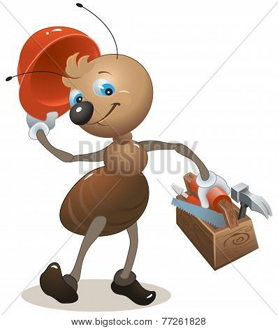 Carpenter ant in the helmet bears toolbox