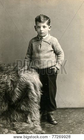 WAIDHOFEN, GERMANY, FEBRUARY 19, 1935 - Vintage photo of little boy