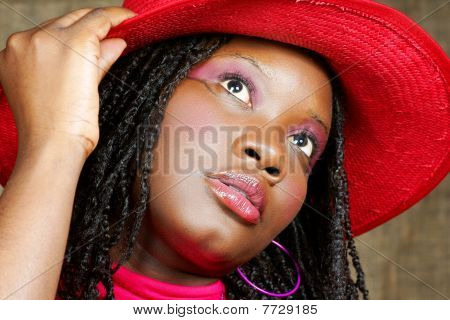 vrouw met red hat diskette