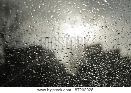 Raindrops on glass
