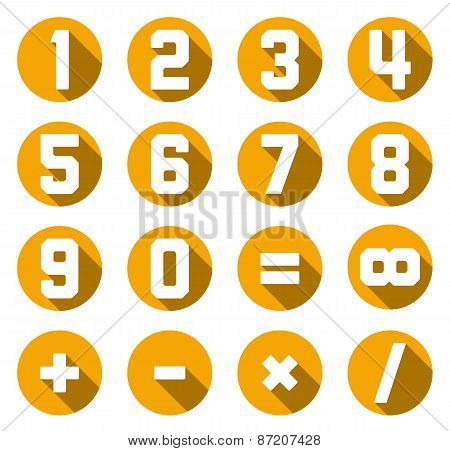 Collection Of Isolated Yellow Flat Numbers And Math Symbols