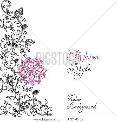 vector black, red and white floral pattern