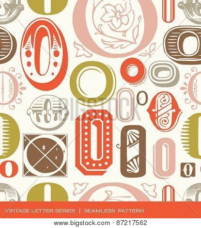 Seamless vintage pattern of the letter O in retro colors