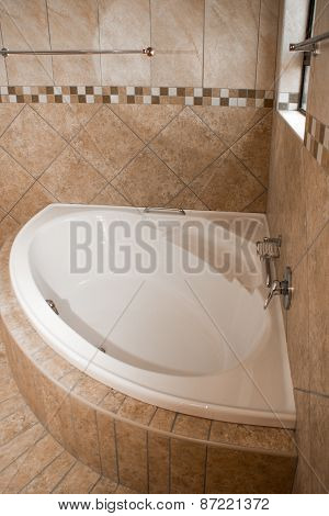 Corner Bath In Tiles Bathroom