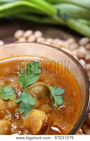 Indian Spicy Chana Masala With Raw Chickpeas