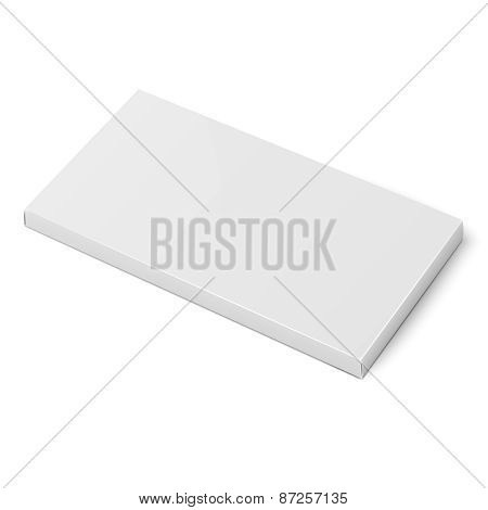 White slim cardboard box template.