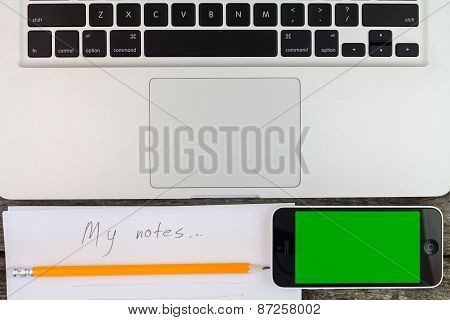 Macboock And Notes And Phone